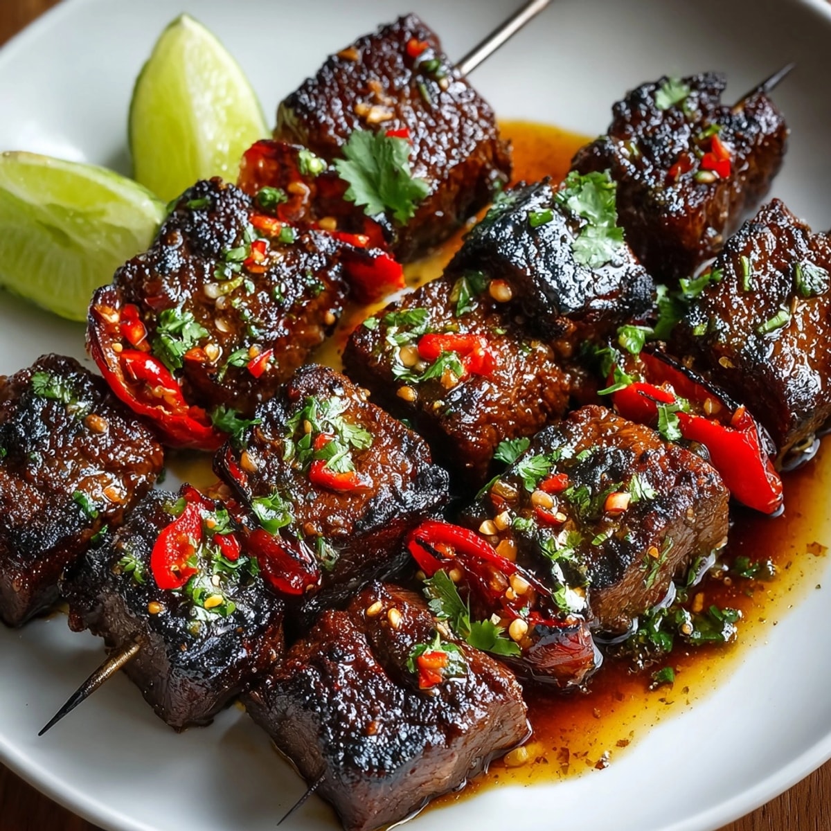 Grilled Spicy Ginger and Lemongrass Beef Skewers, bursting with Southeast Asian spices, ready to be savored.