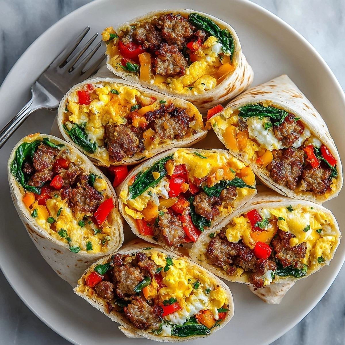 Protein-packed breakfast wrap with turkey sausage, perfect for busy mornings or meal prep