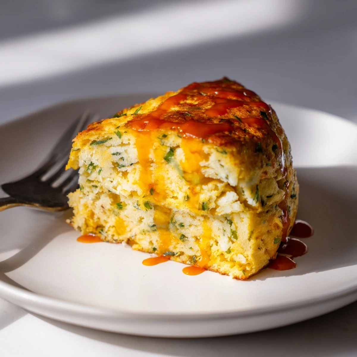 Warm, cheesy Buffalo Ranch Cheddar Pancake Scones, a spicy snack everyone will love.