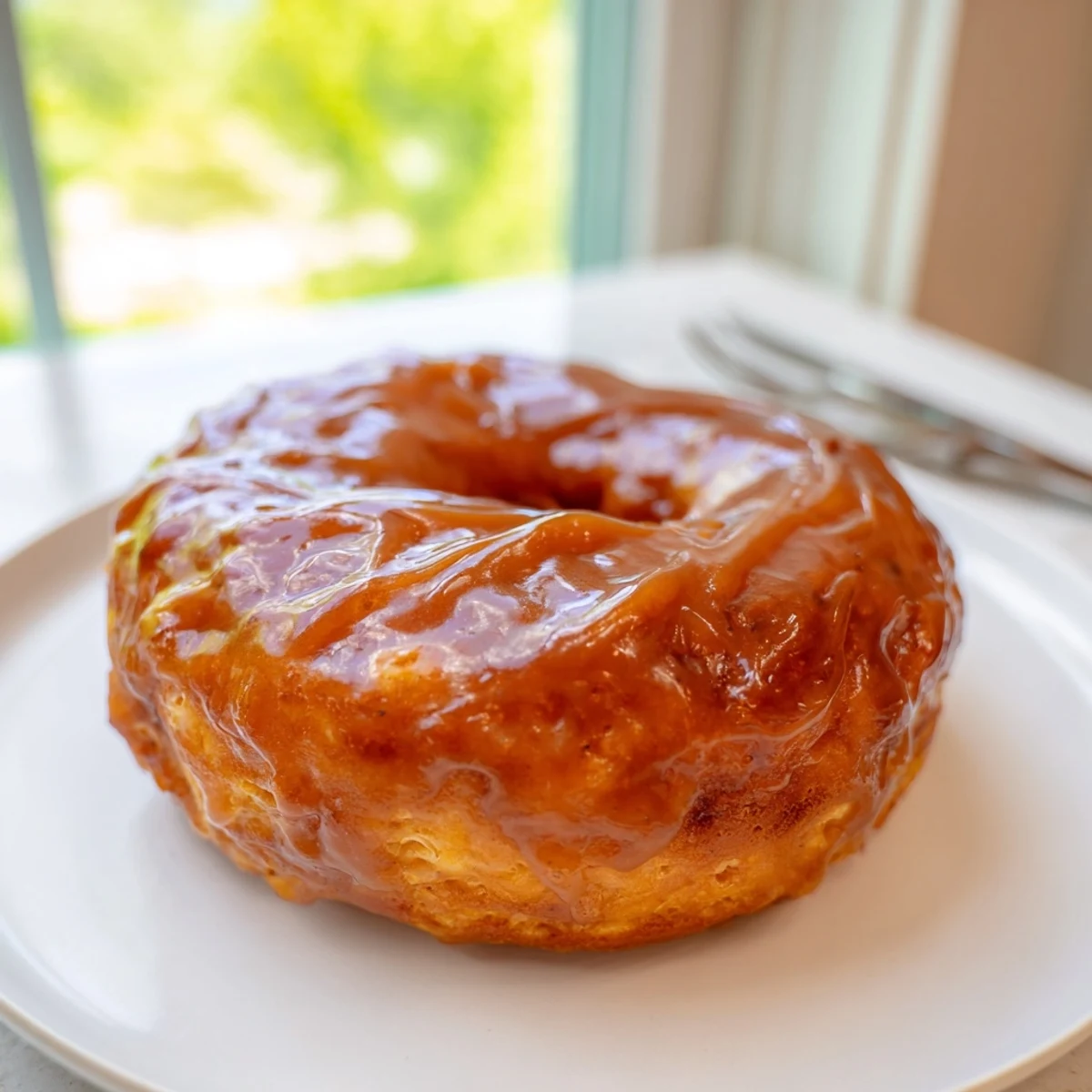 Fluffy chai caramel coffee pancake donuts, drizzled with rich caramel glaze, irresistible breakfast treat.