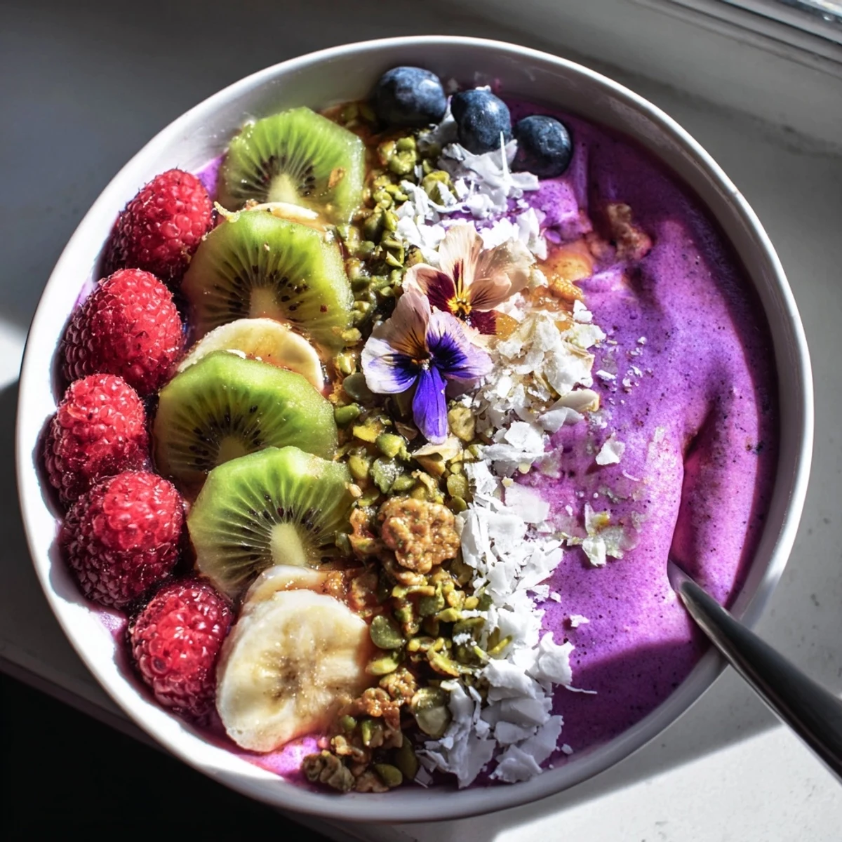 Delightful smoothie bowls bursting with flavors and textures, topped with crunchy toppings.