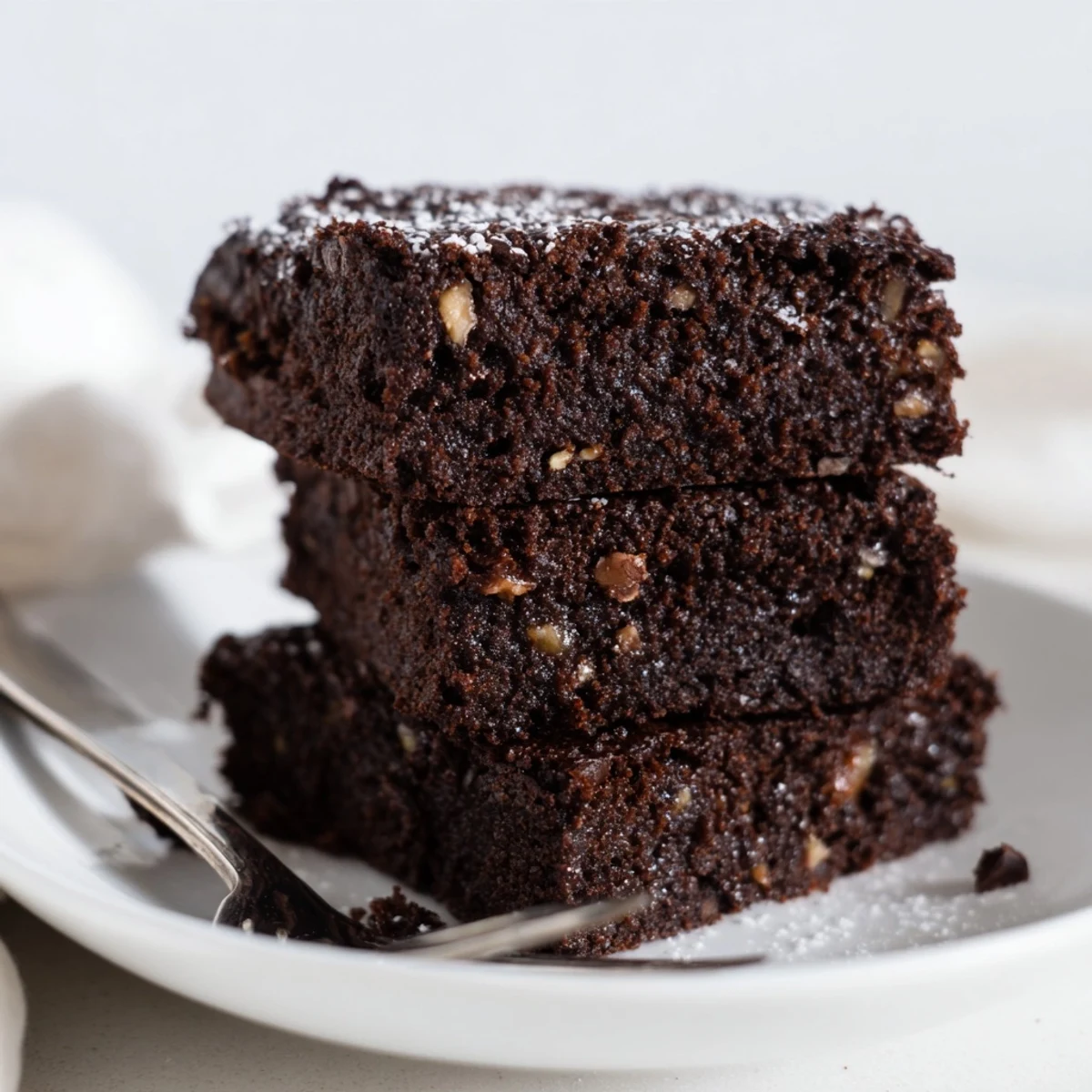 Irresistibly rich zero-waste brownies using nut-milk pulp, topped with chopped nuts and chocolate.
