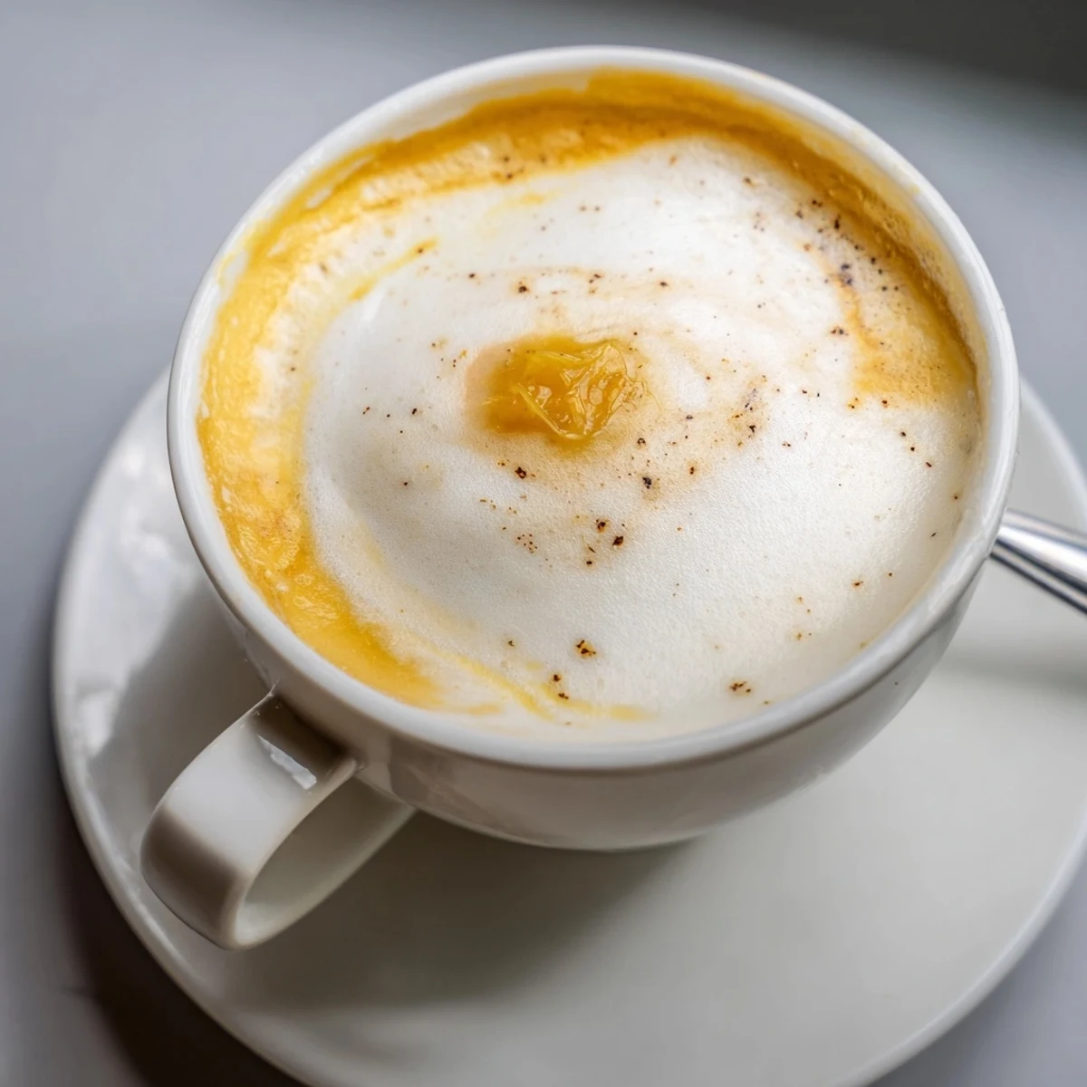 Savory Onion Latte topped with frothy milk, perfect for adventurous coffee lovers.  