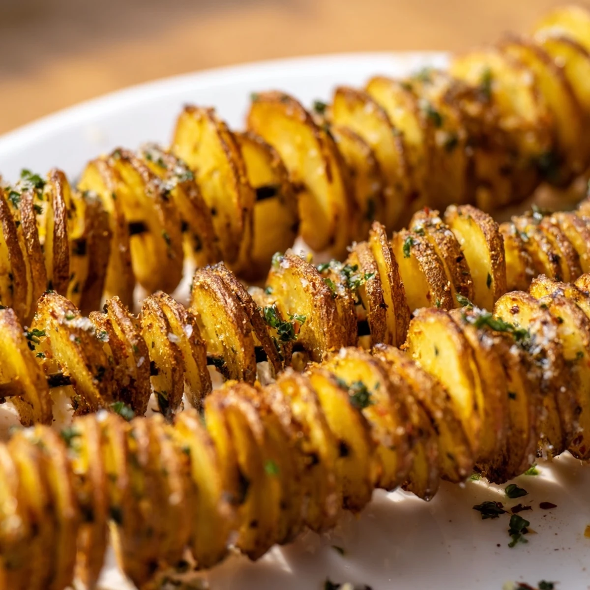 Crispy air-fryer tornado potatoes, spiraled and seasoned for a delicious snack experience.  