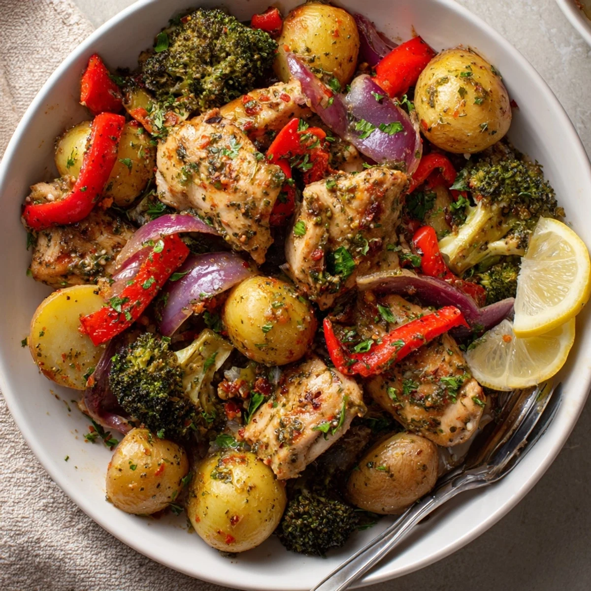 Colorful Lazy Gourmet Chicken & Vegetable One-Pot, bursting with flavor and vibrant veggies.  