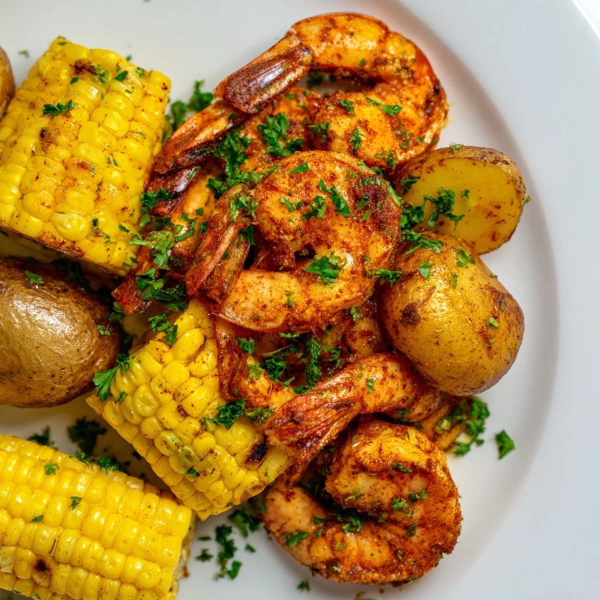 Vibrant Cajun Shrimp & Sweet Corn Platter, a flavorful gluten-free meal, perfect for summer.