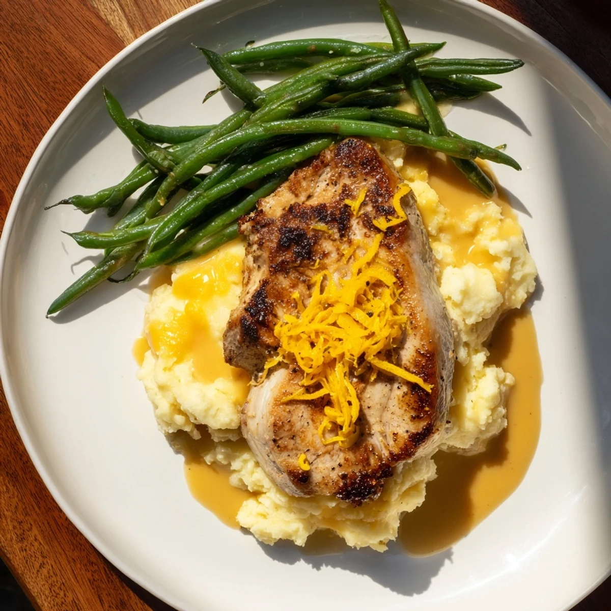 This flavorful Pork Chops & Cheddar Mash Bowl showcases juicy pork, creamy mash, and classic American cooking.