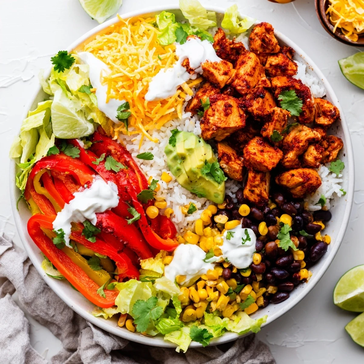 Enjoy a delicious and easy sheet pan chicken burrito bowls meal, perfect for a weeknight dinner.