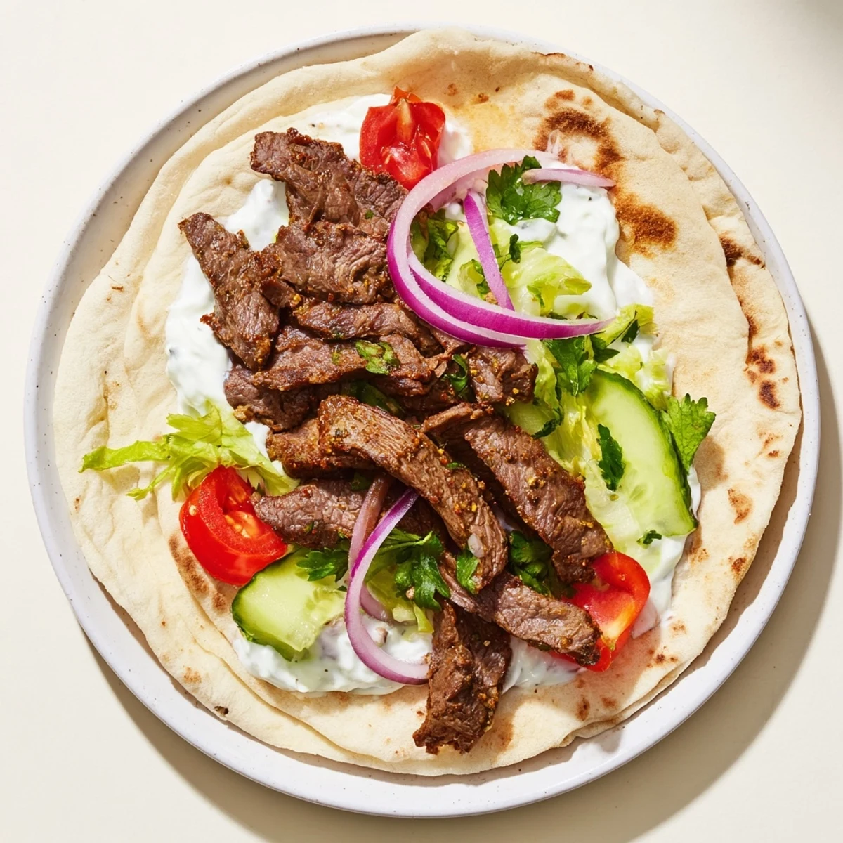 Beef Shawarma Wraps Creamy Yogurt