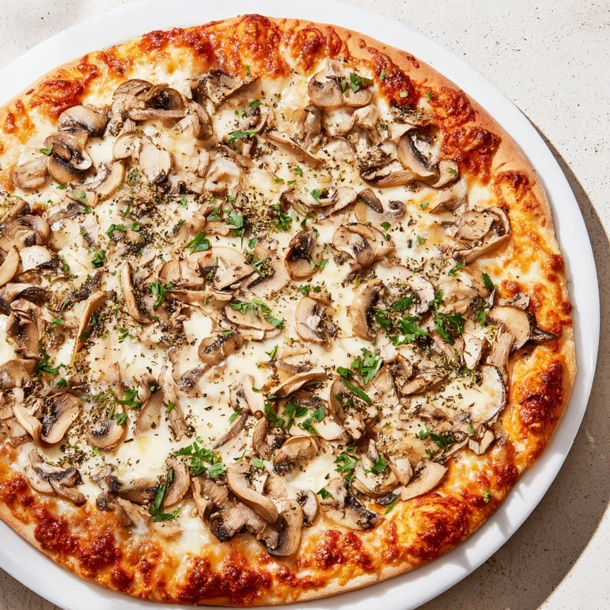 A close-up of a delicious, cheesy Frozen Pizza Upgrade with flavorful, fresh toppings ready to eat.