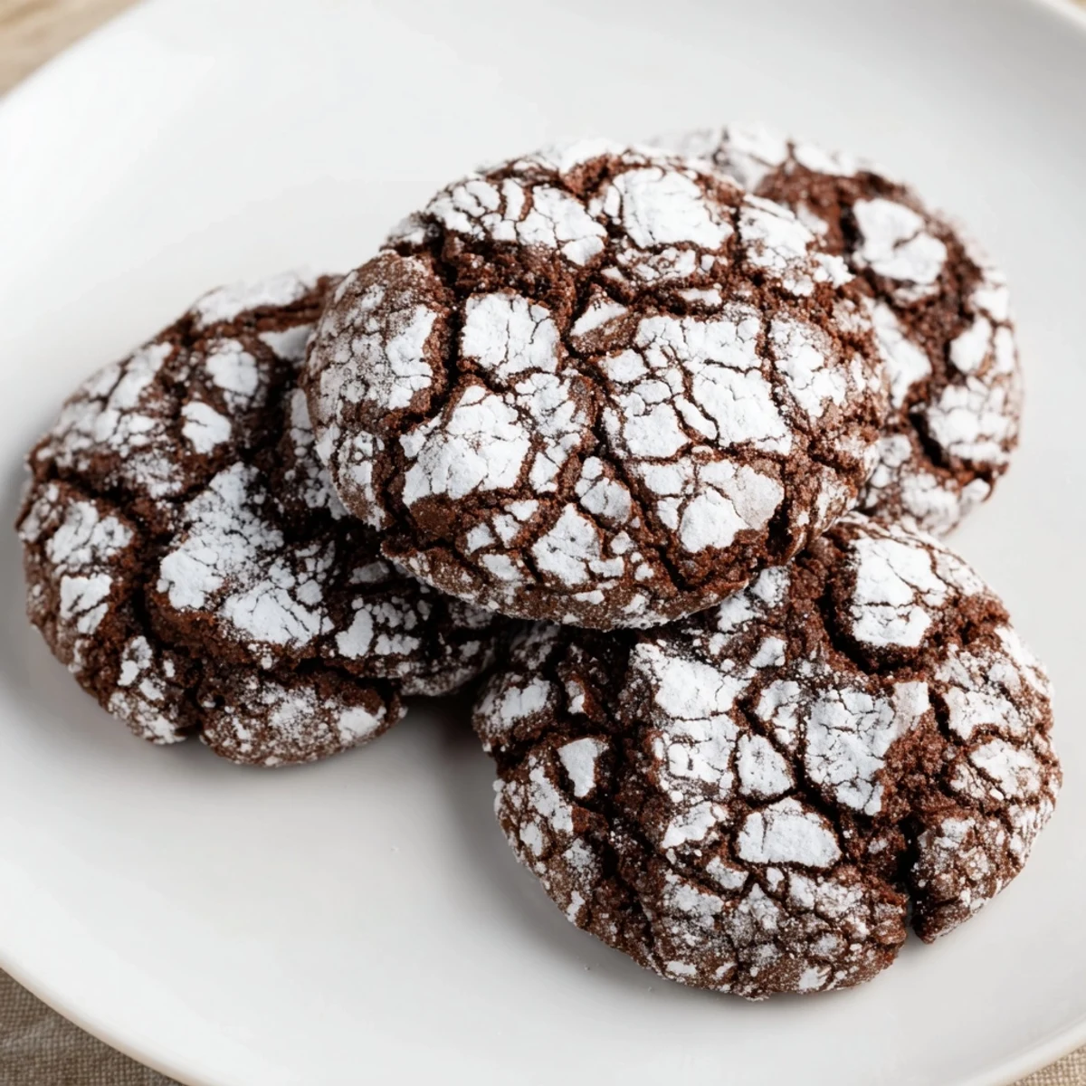 Perfectly crinkled Chocolate Crinkle Cookies, a classic dessert with a powdered sugar coating.