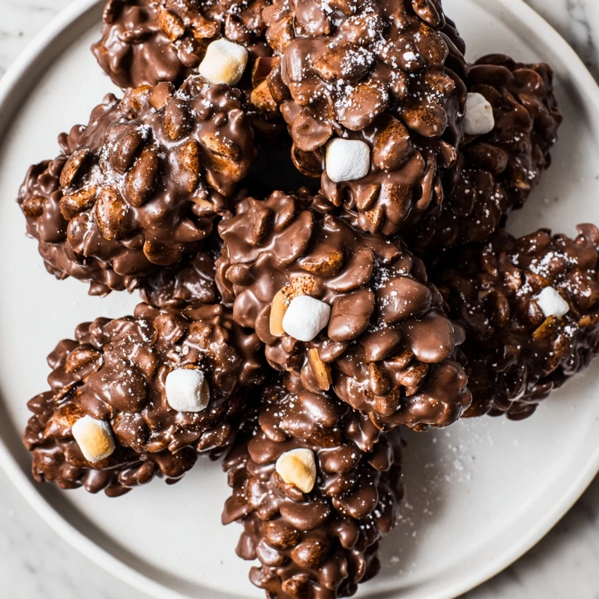 Imagine the sweet taste of Coco Pop Chocolate Pinecone Dessert Salad: crisp cereal, melted chocolate, and fruit!
