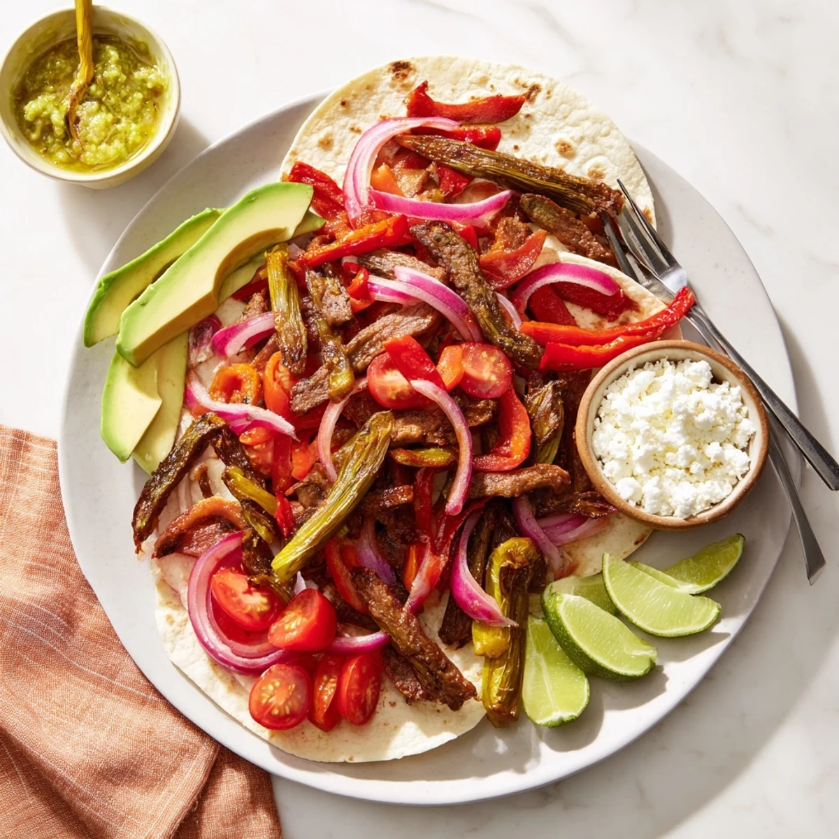 Desert Cactus Taco Platter: A colorful, shared platter showcasing the flavorful sautéed cactus and fresh toppings.