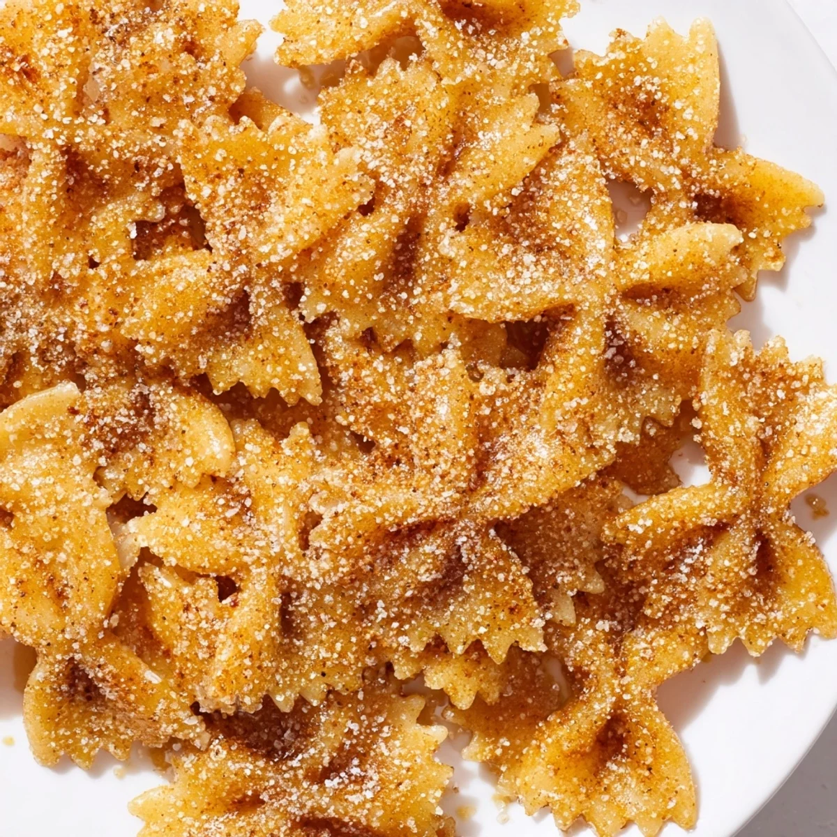 Warm, sugared Air Fryer Pasta Christmas Crack, perfectly coated and ready for holiday snacking enjoyment.