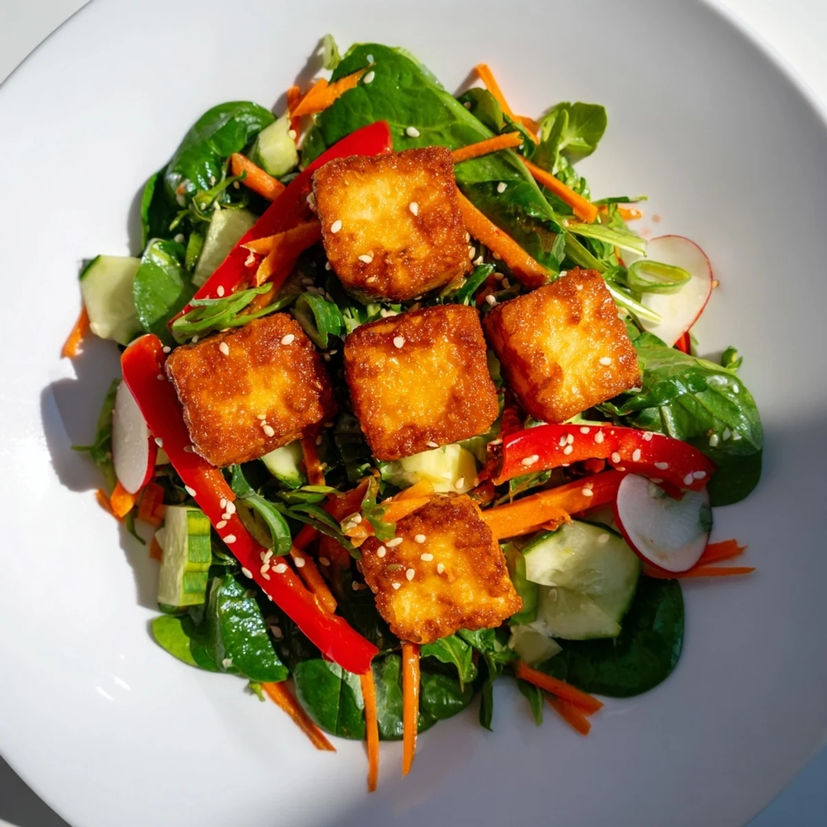 This delicious Crispy Tofu Salad promises a meal full of healthy ingredients and bright flavors!