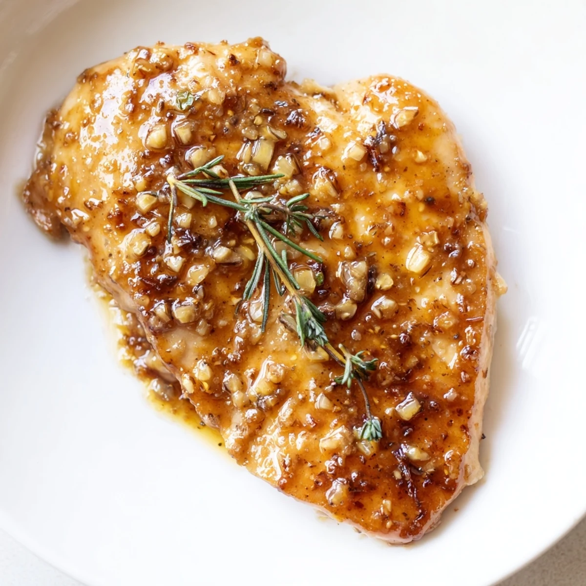 Golden brown Honey Dijon Chicken Skillet simmering in a glossy sweet and tangy sauce with fresh herbs.