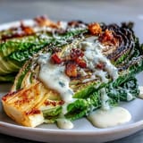 Smoky grilled romaine hearts topped with rich Caesar dressing and shaved Parmesan cheese.
