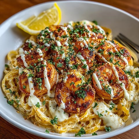 Nashville Hot Shrimp Pasta with shrimp coated in a fiery glaze, served over creamy pasta.