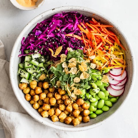 Colorful ASMR Crunch Snack Bowls filled with fresh veggies and crispy toppings.  