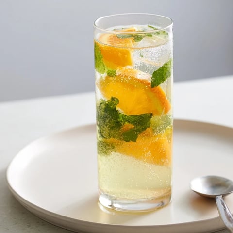 Refreshing probiotic soda mocktail with citrus and mint, perfect for summer gatherings.  