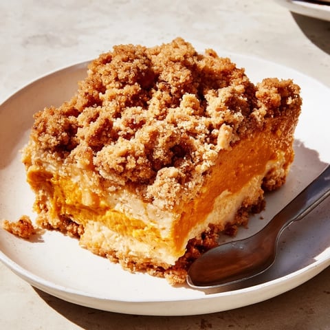 Golden-brown pumpkin crisp, steaming from the oven, ready to be enjoyed with vanilla ice cream.