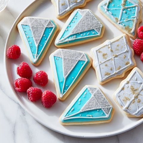 Elegant Engagement Ring Diamond Dessert Tray featuring glittering diamond cookies and fresh berries.