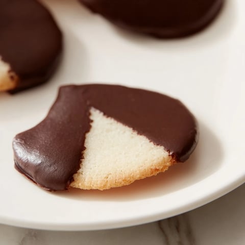 Golden, chocolate-dipped Simple Cookies: Vanilla Wafers, a perfect dessert ready to enjoy.
