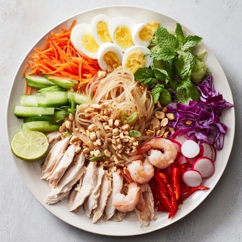 Beautifully arranged Asian Fusion Noodle Bowl Board with vibrant colors and various flavorful ingredients.
