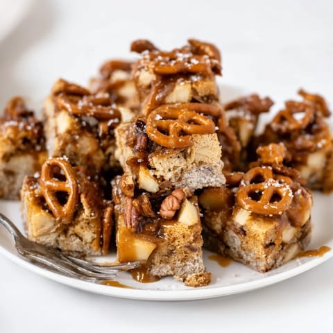 Caramel Apple Spicy Pretzel Bars #102