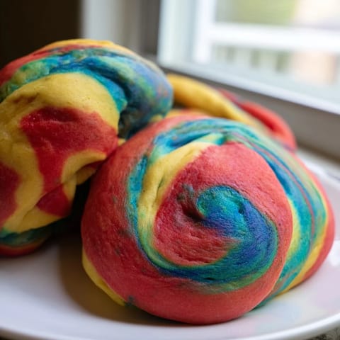 Light and airy rainbow cloud bread, ideal for fun snacks or desserts.  