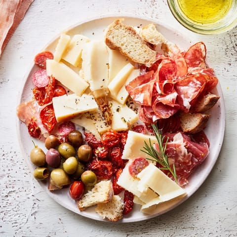 Delectable Rustic Italian Farmhouse Board featuring rich cheeses, cured meats, and crusty bread, perfect for a gathering.