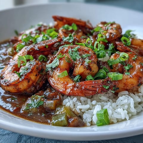 A hearty bowl of Classic New Orleans Étouffée featuring a rich, dark roux sauce with a hint of Cajun spice.
