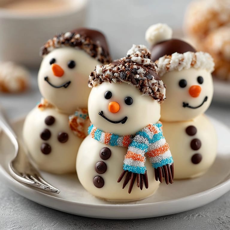 Creamy and delightful No-Bake Oreo Truffles Snowmen; a simple, festive dessert recipe.