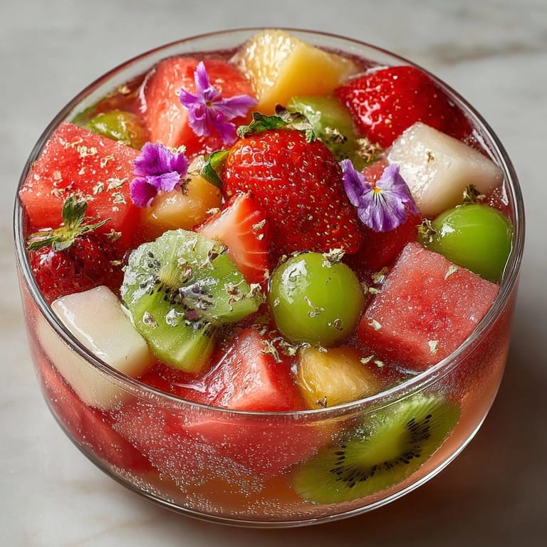 Homemade Hwachae recipe: refreshing summer drink with fruits and sweet floral syrup.