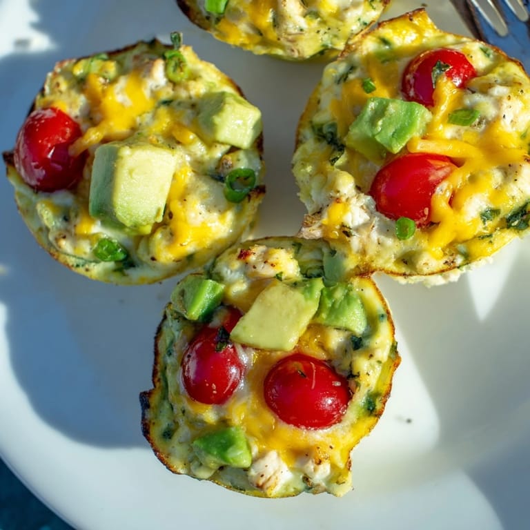 Savory Avocado Ranch Chicken Egg Cups, a vibrant display of color, ready to serve.
