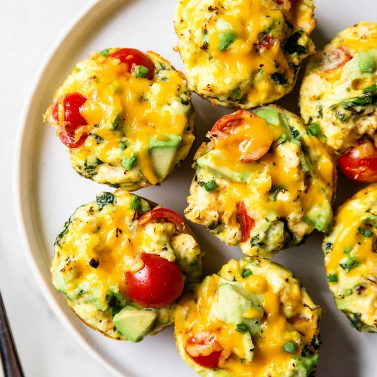Homemade Avocado Ranch Chicken Egg Cups, fluffy and flavorful, a quick low-carb meal.