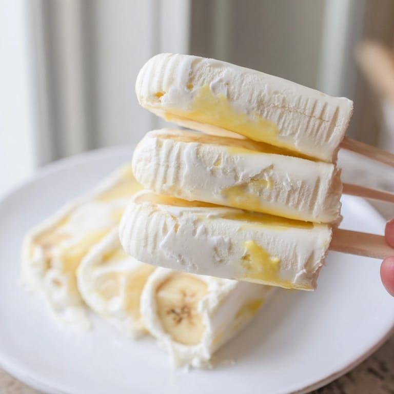 Homemade Mango Yogurt Banana Breakfast Pops recipe loaded into popsicle molds, ready to freeze.