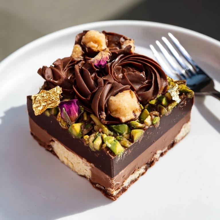 Indulge in rich chocolate bar creations with pistachios and toasted coconut delights.