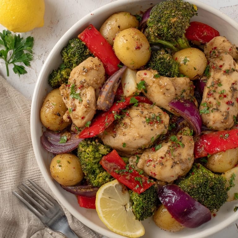 Delicious Lazy Gourmet Chicken & Vegetable One-Pot, easy weeknight meal in a single dish.