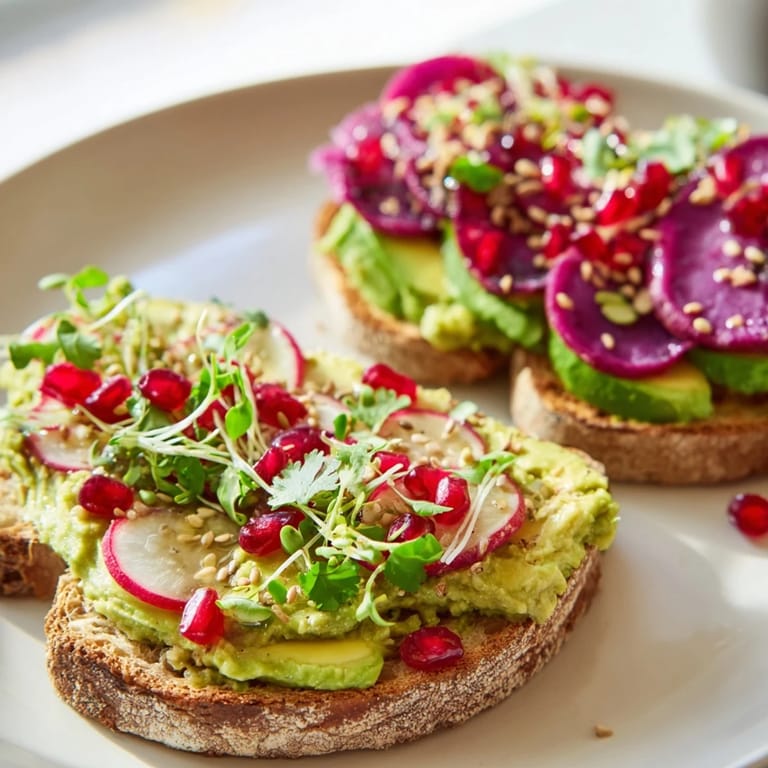 Deliciously creamy ube and avocado combine on Bright & Bold Breakfast Toasts, perfect for brunch.