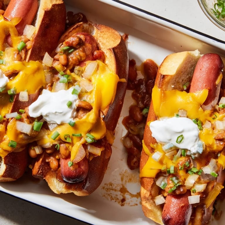 Hearty chili dog casserole, perfect for game day and family dinners.  