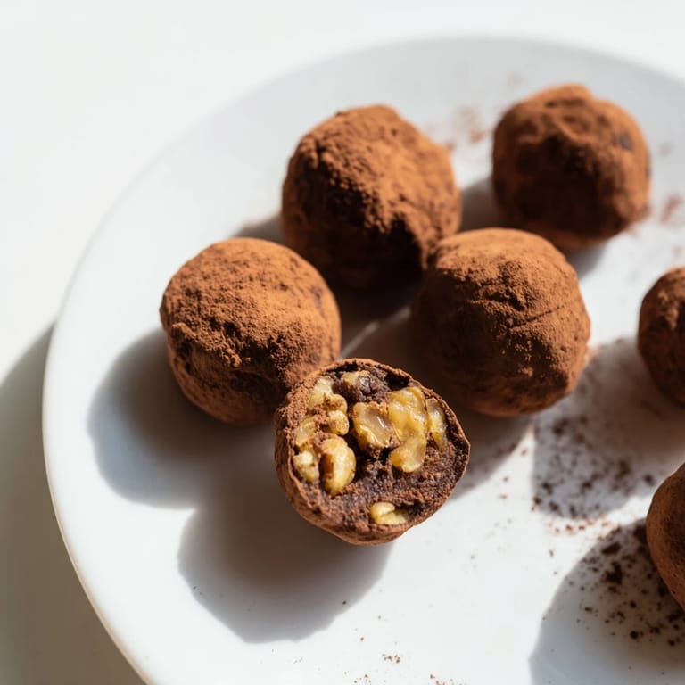 These Date & Walnut Truffles show a delicious, healthy snack with hints of vanilla and salt.