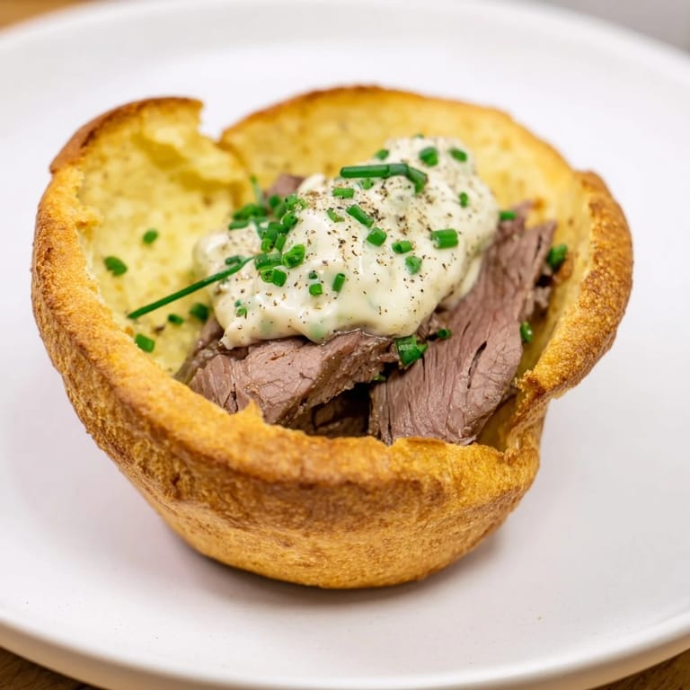 Imagine tender roast beef nestled within fluffy Express Holiday Yorkshire Pudding Bites, a perfect holiday appetizer.