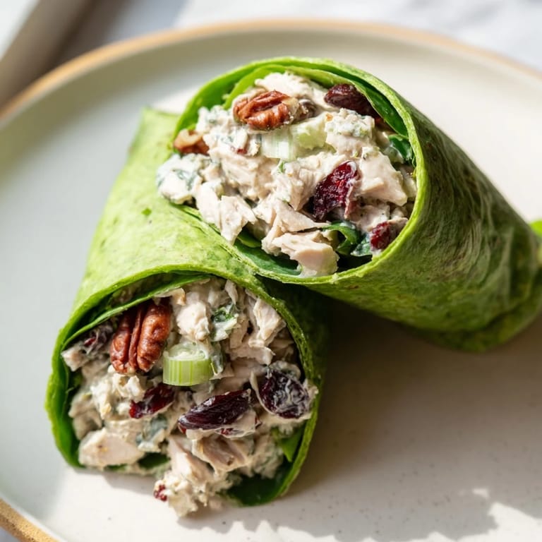 Look at this beautiful Cranberry Pecan Chicken Salad Christmas Wrap; a creamy, savory wrap ready to be enjoyed.