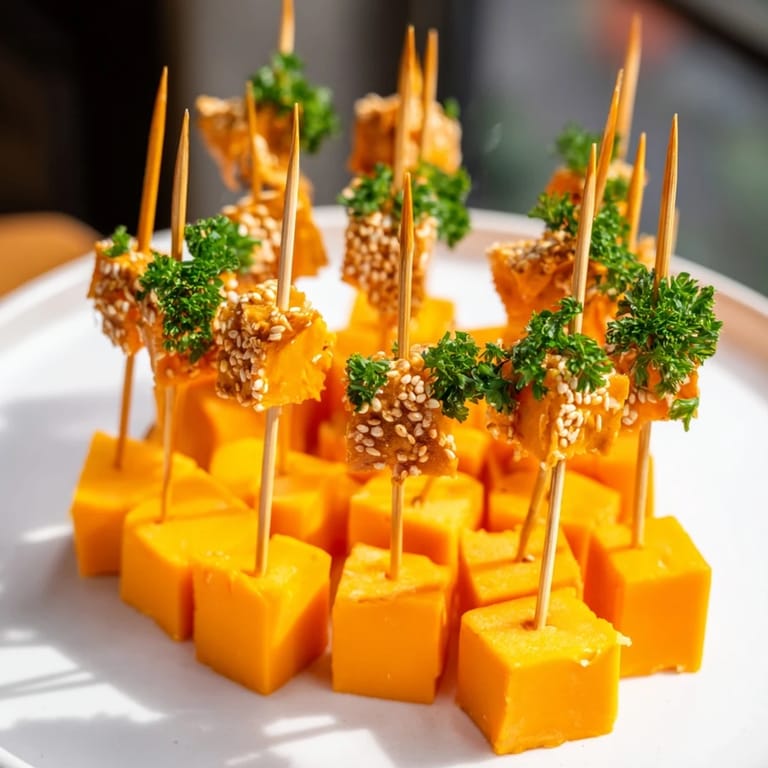 Crisp pretzel stick sparklers topped with sharp cheddar cheese, a perfect New Year's Eve appetizer.
