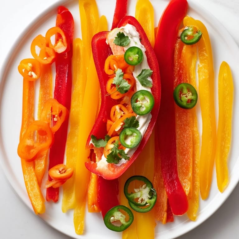 Bright, flavorful Spicy Chili Pepper Fiesta showcasing bell peppers, dips, and fresh accompaniments for guests.