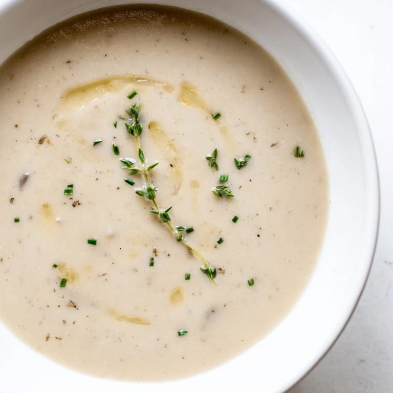 Close up shot of rich, decadent Creamy Mushroom Bisque, perfectly creamy and flavorful.