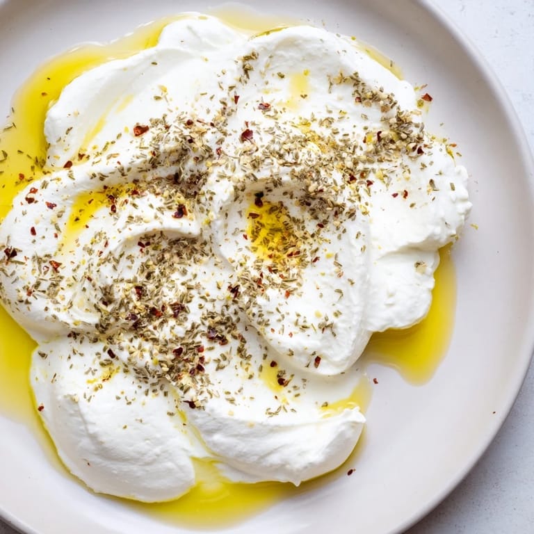 Tangy, homemade Levantine labneh cheese, thick and smooth, perfect for spreading on warm pita.