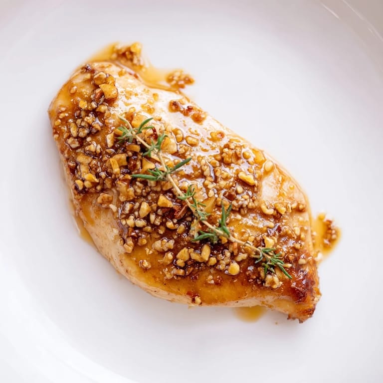 Freshly garnished Honey Dijon Chicken Skillet featuring tender chicken breasts in a rich, bubbling mustard sauce.