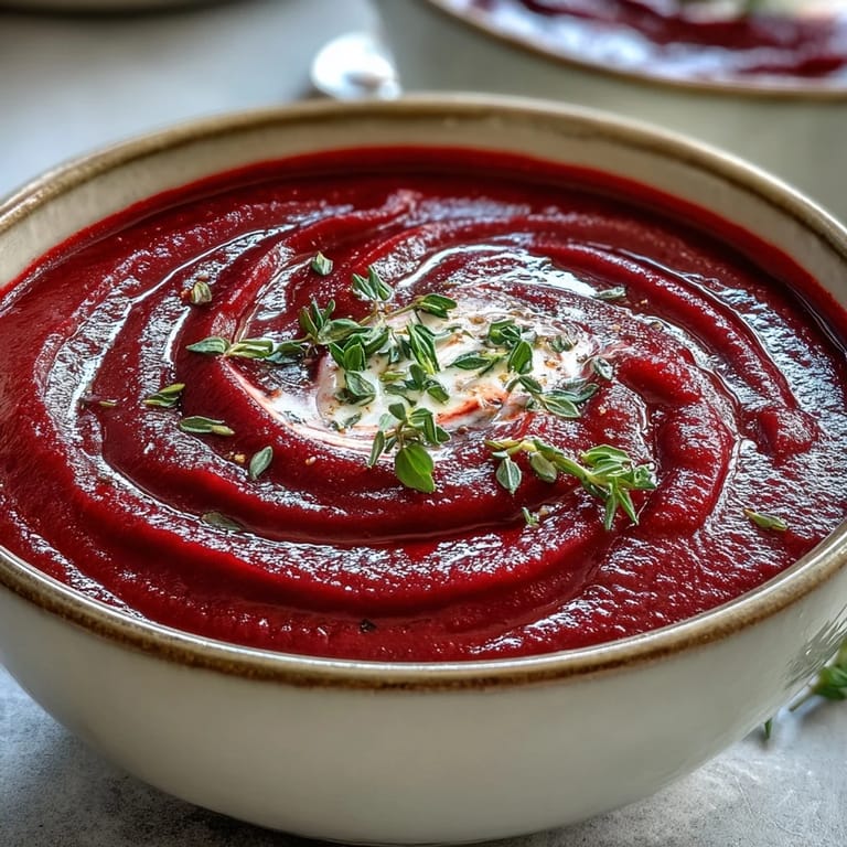 Sliced roasted beets, diced carrots, and fresh thyme prepped for the pot, ready for making velvety soup.